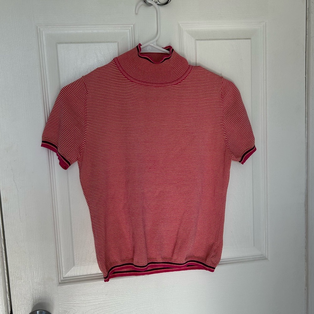 Pink Pinstripe Stripe 90s Women's Top in Medium by Shyangan